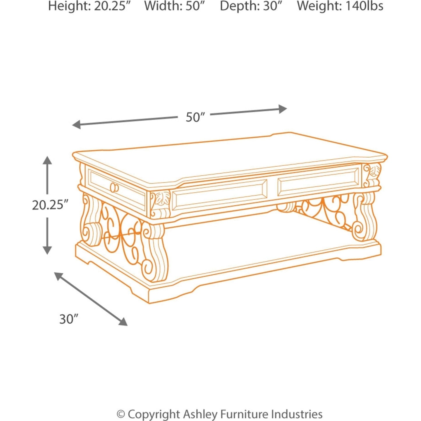 Alymere Coffee Table - Rustic Brown