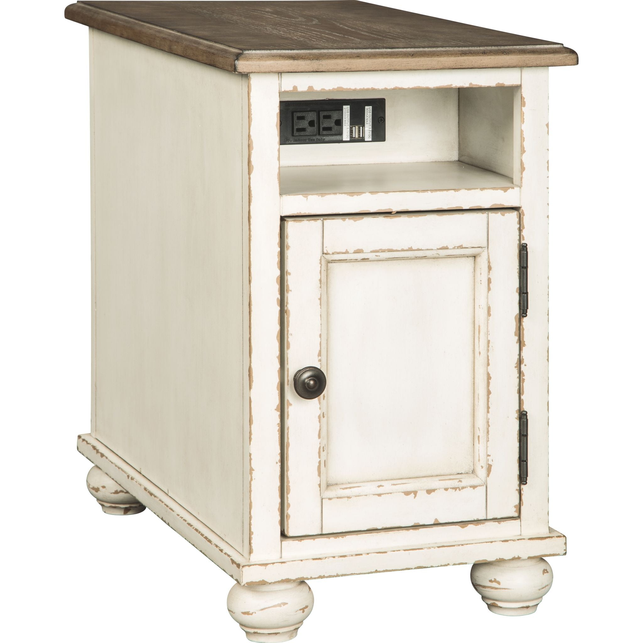 White and store brown end tables