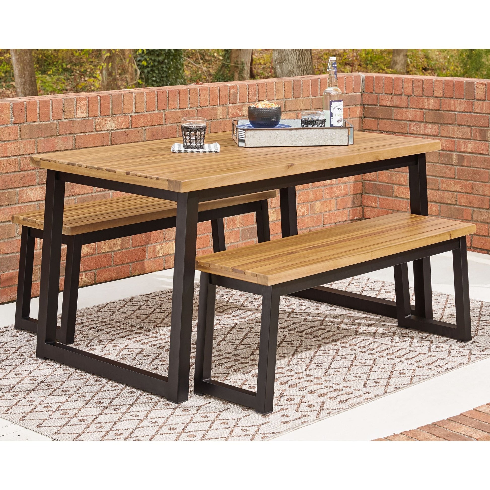 Outdoor Town Wood Table Brown/Black