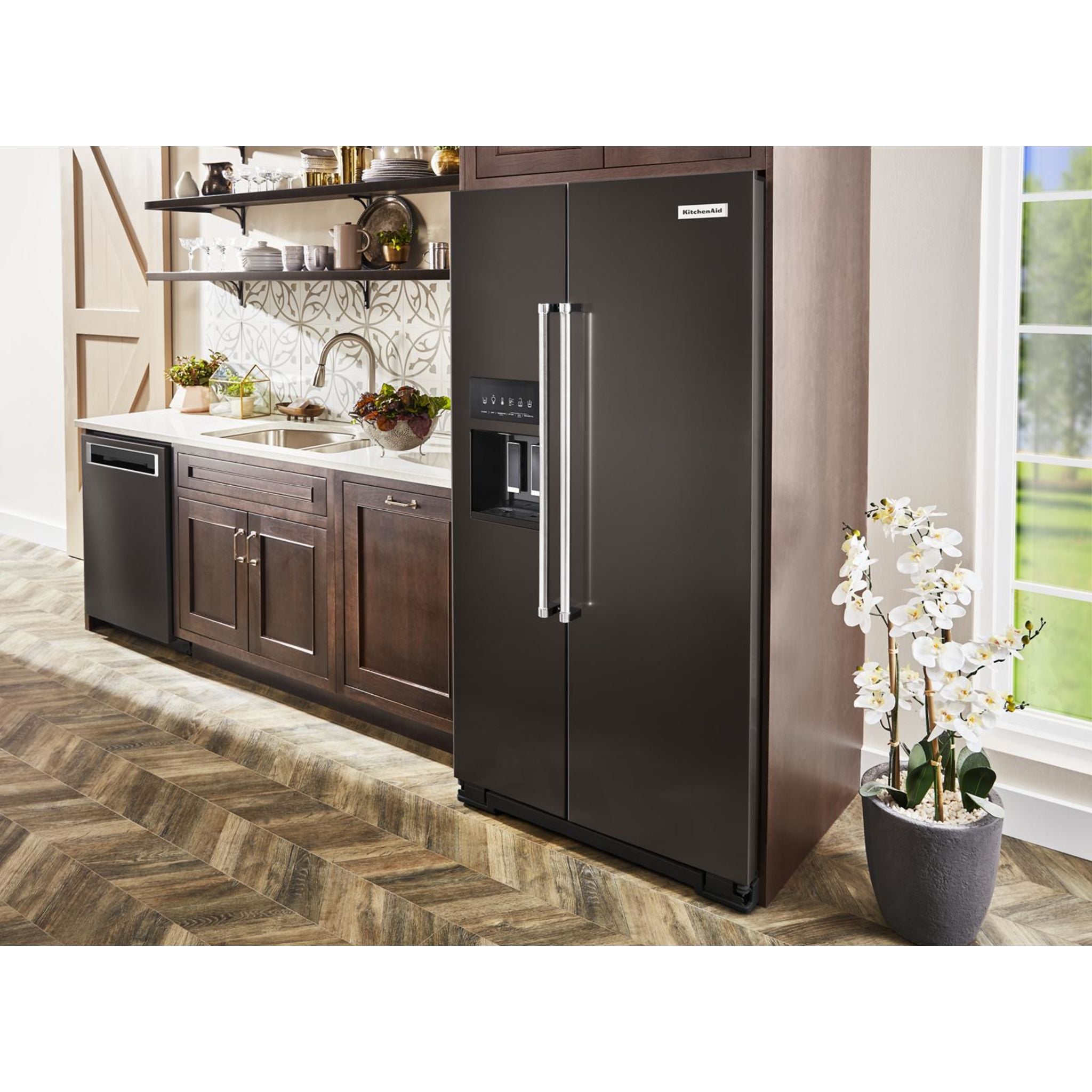 Kitchenaid black deals stainless fridge