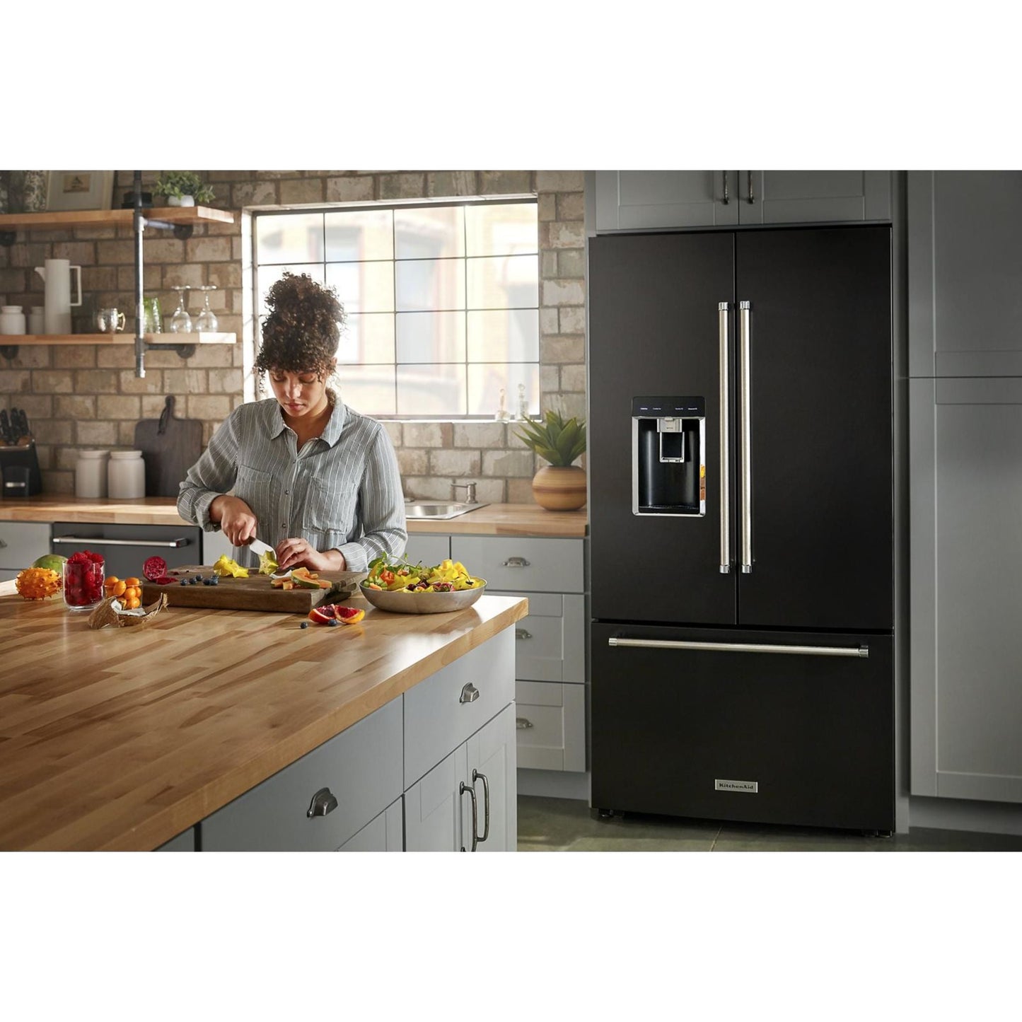 KitchenAid French Door Fridge (KRFC704FBS) - Black Stainless