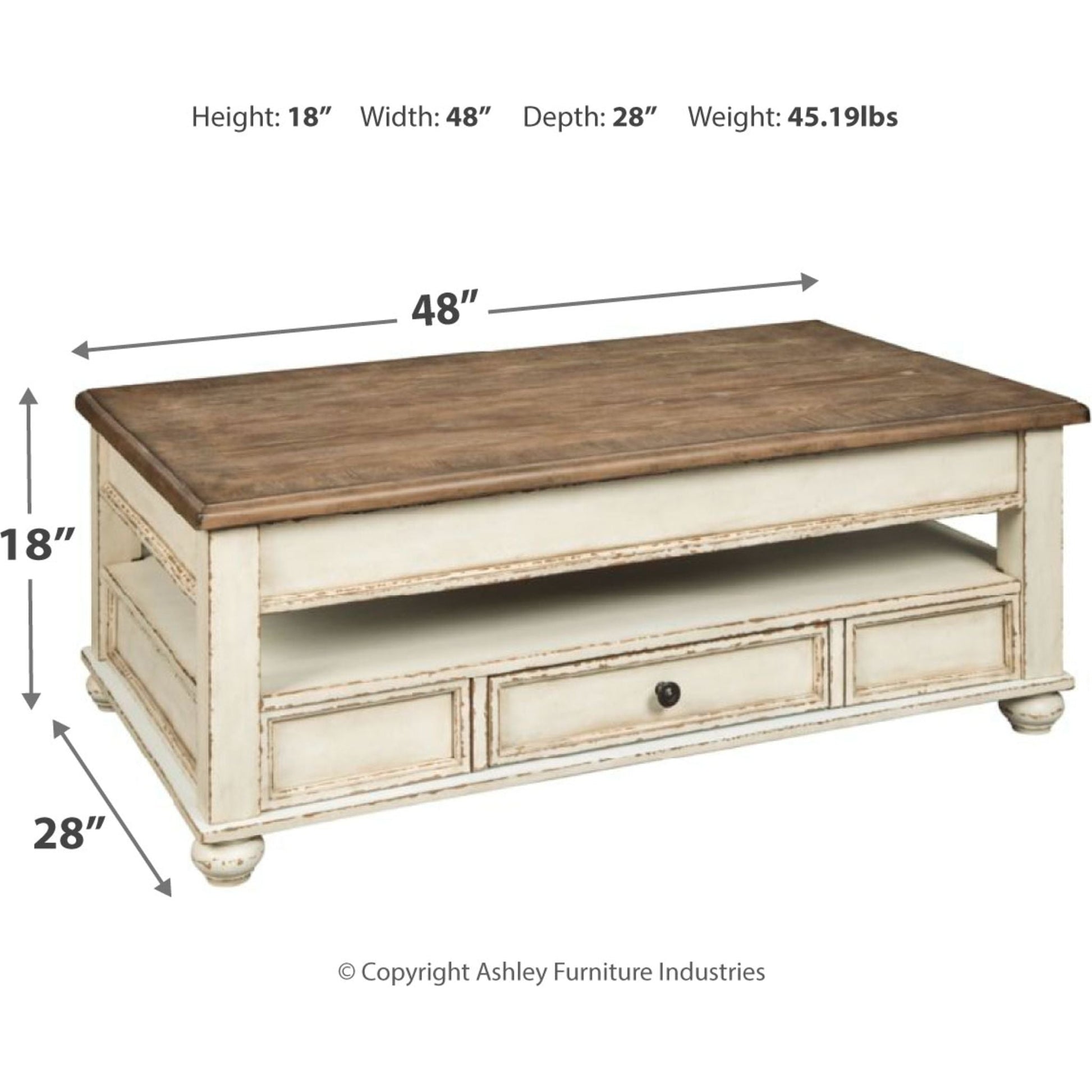 Allison Coffee Table - White/Brown