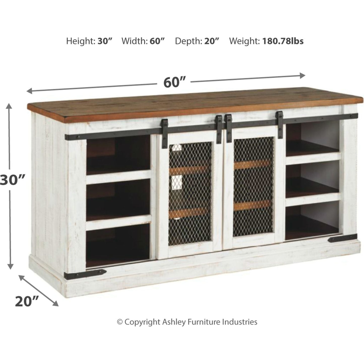 Wystfield Large TV Stand - White/Brown