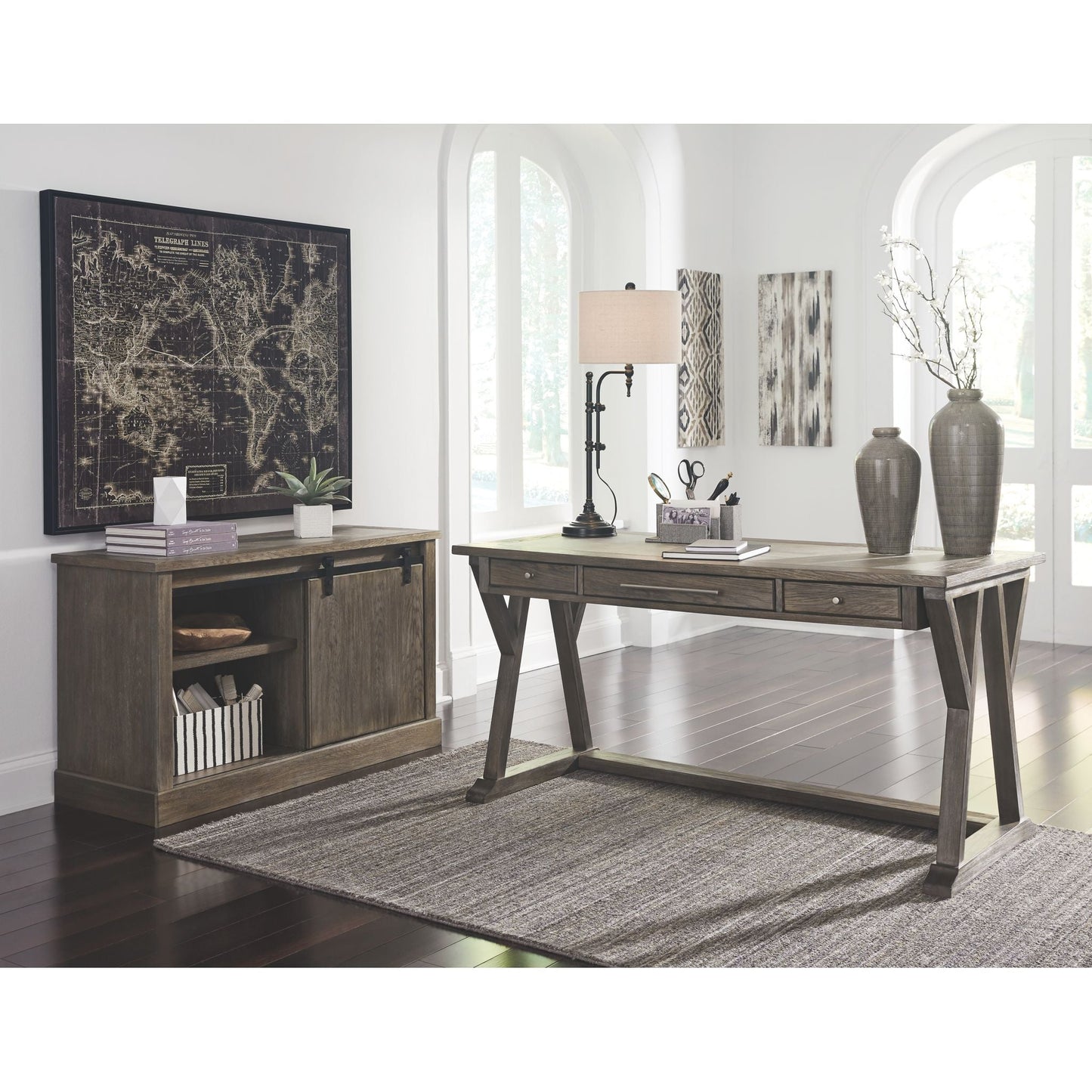 Luxenford Large Credenza - Grayish Brown