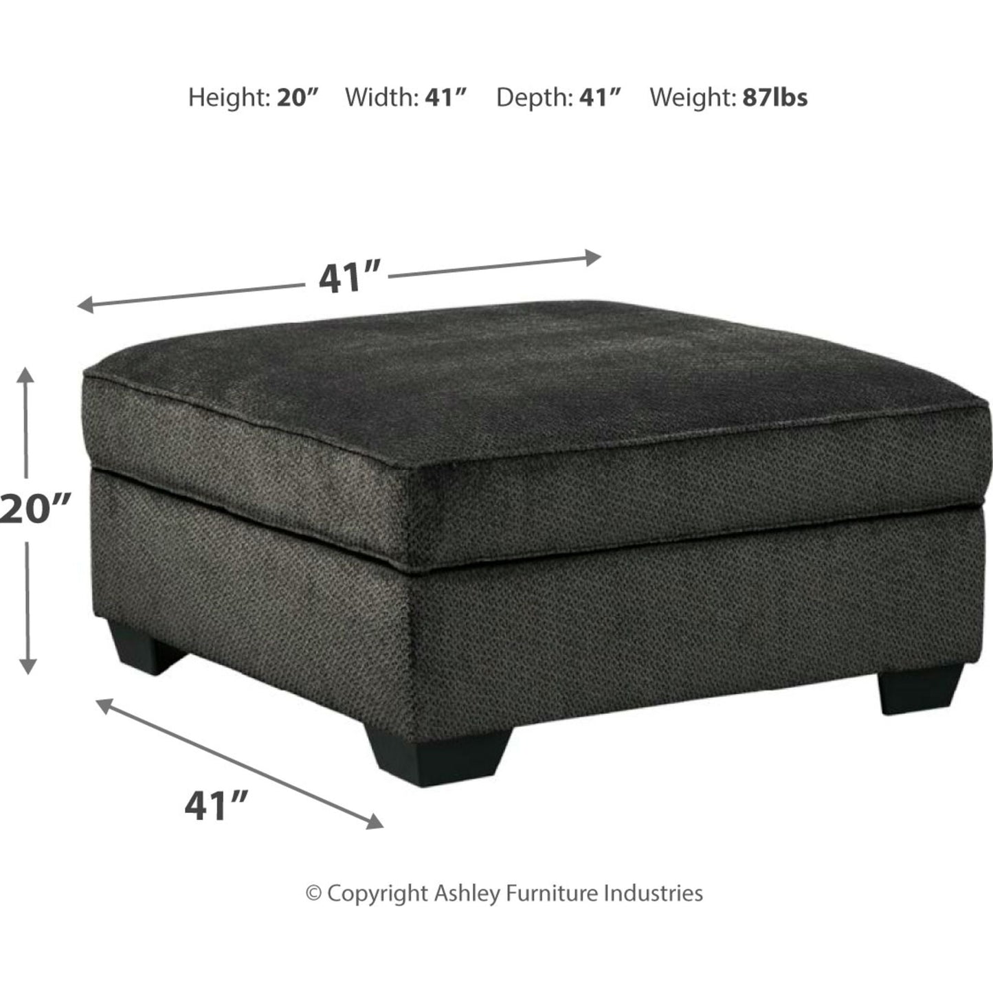 Charenton Storage Ottoman - Charcoal