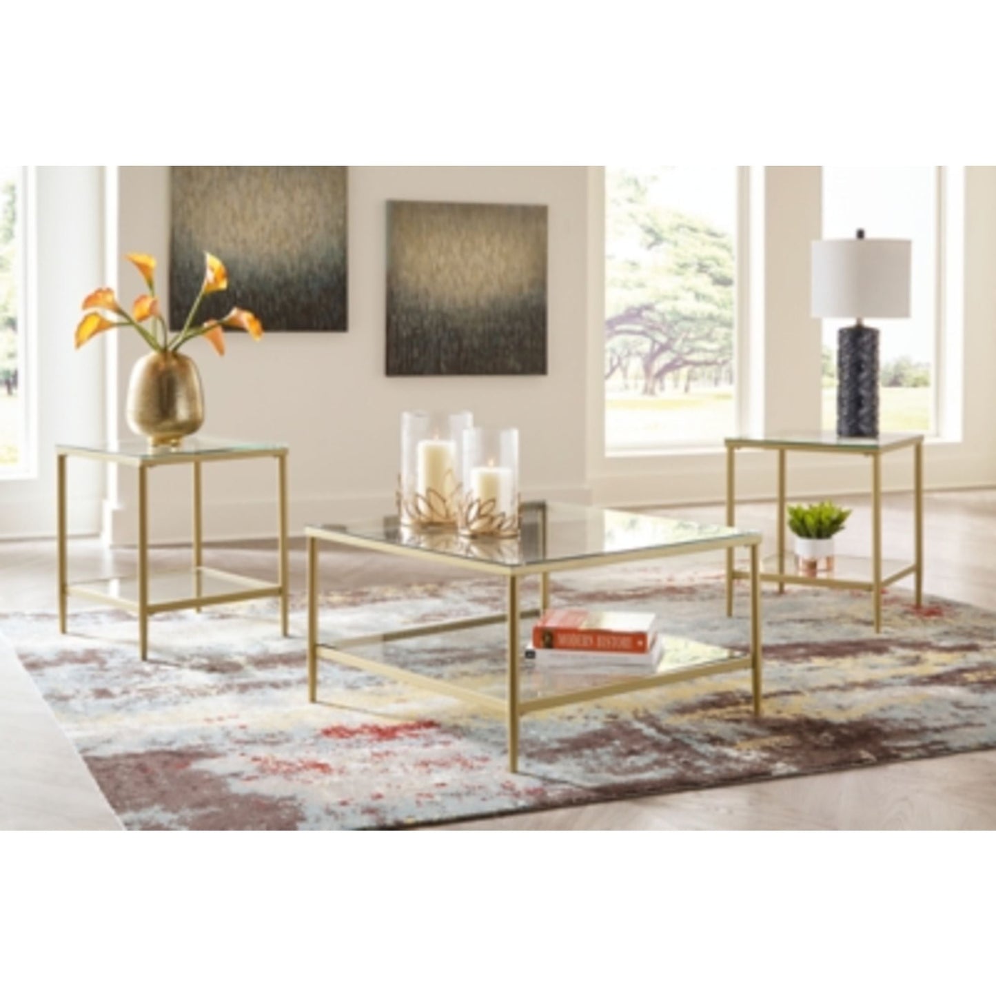 Zerika 3 Pack Tables - Gold Finish