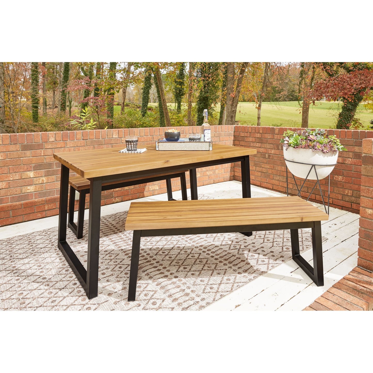 Outdoor Town Wood Table Brown/Black